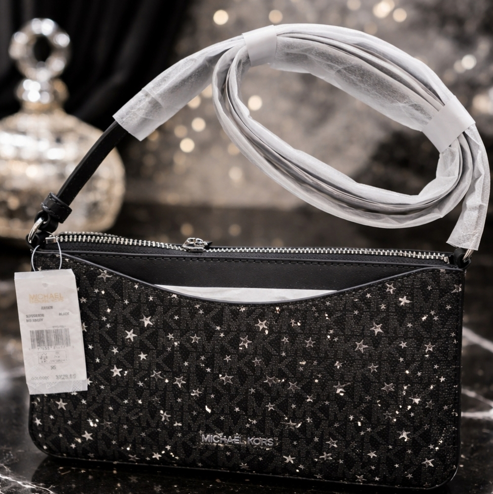 ✨ Michael Kors Star Print Crossbody / Shoulder Bag – Black & Silver (NWT) ✨ - Picture 2 of 2